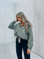 Dusty Green Half Zip Windbreaker