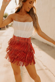 Everly Sparkle Skirt In Red
