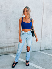 SALE :Cobalt Crochet Crop Top