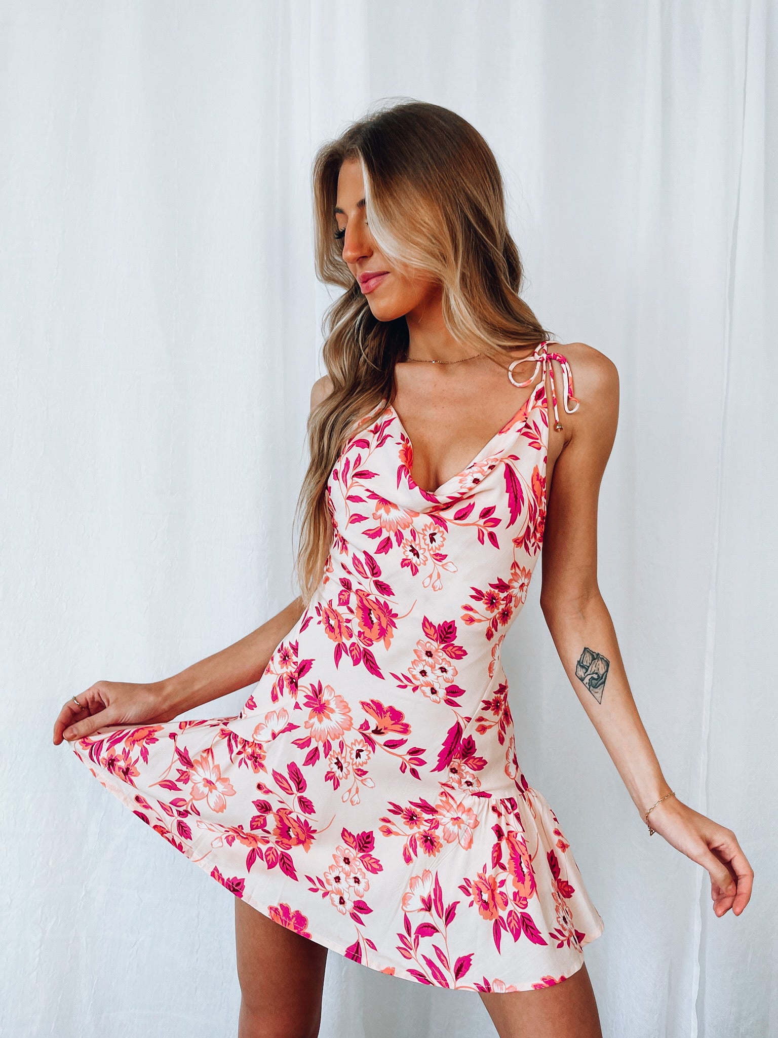 Kailani Cowl Neck Floral Dress