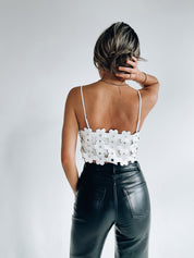 Nadya Patterned Leather Crop Top