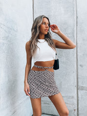 Brown Channing Wrap Mini Skirt