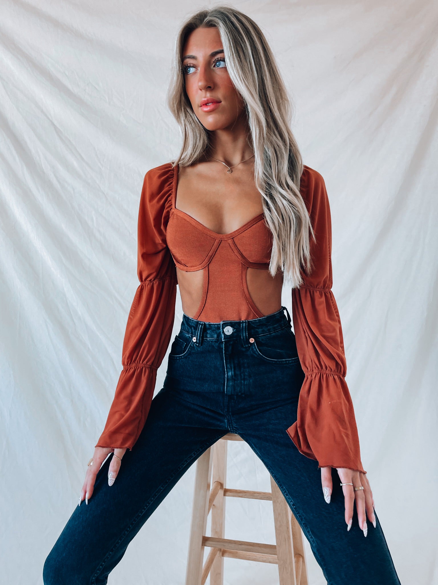 Rust Kaysha Cut Out Bodysuit
