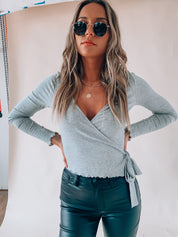 Heather Wrap Tie Top