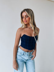 Carrie Denim Bustier Top