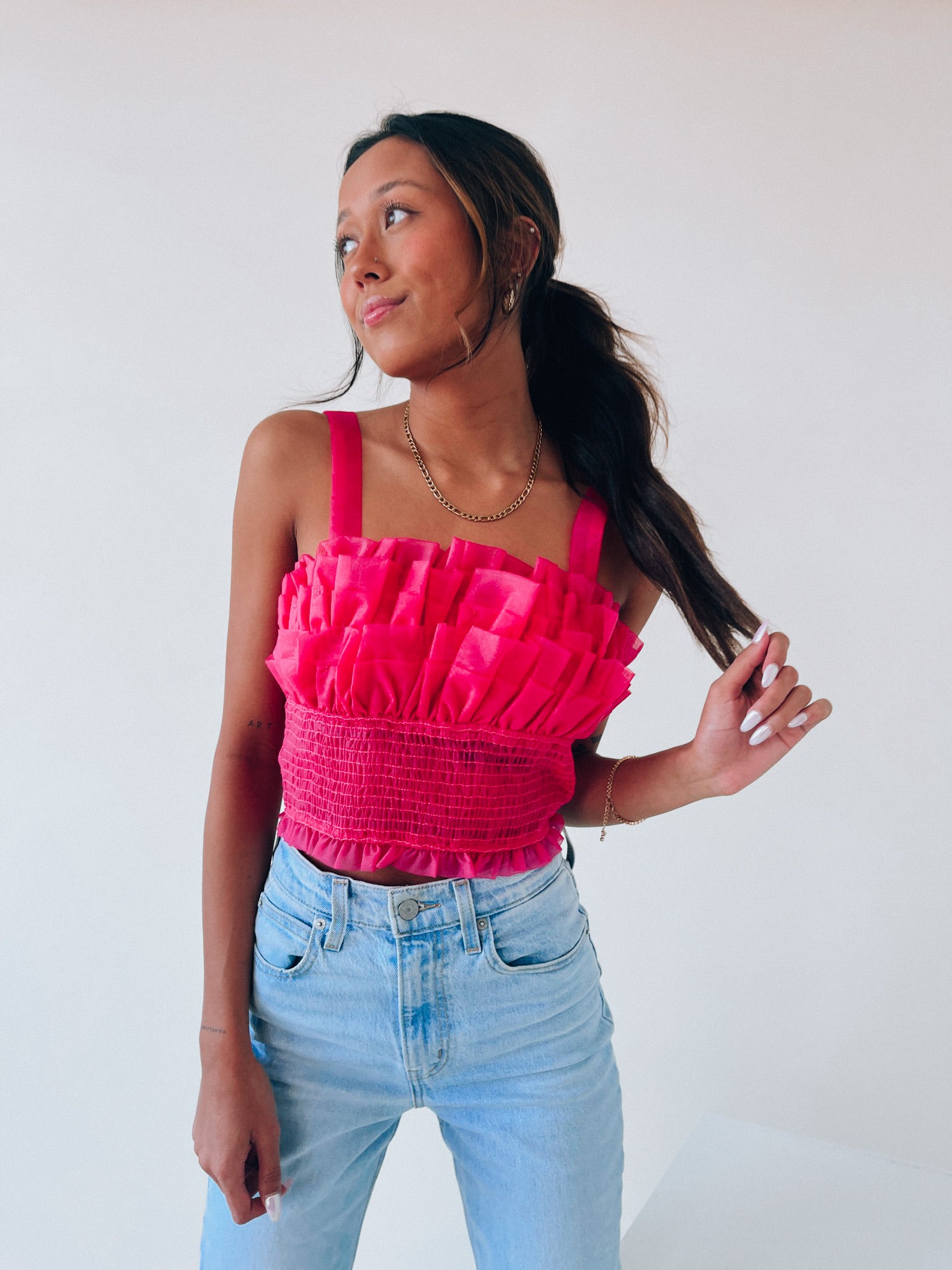 Madelyn Mesh Ruffle Top