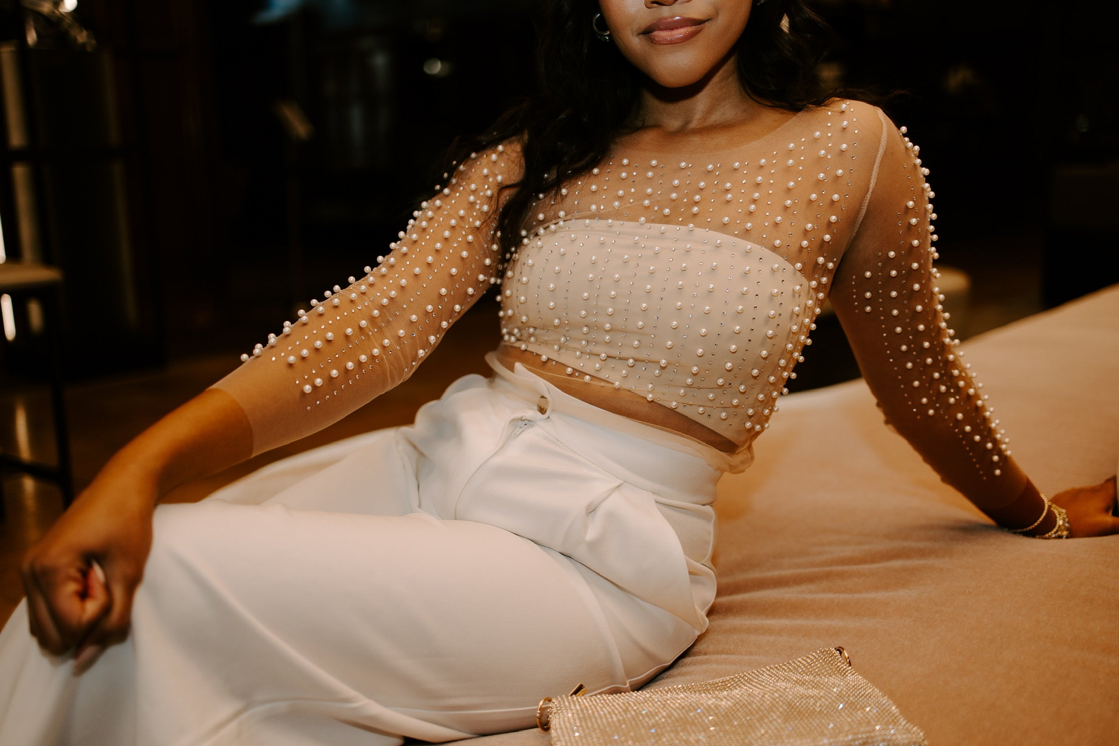 Lizzie Pearl Mesh Top