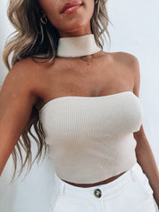 Camila Beige Mock Neck Top