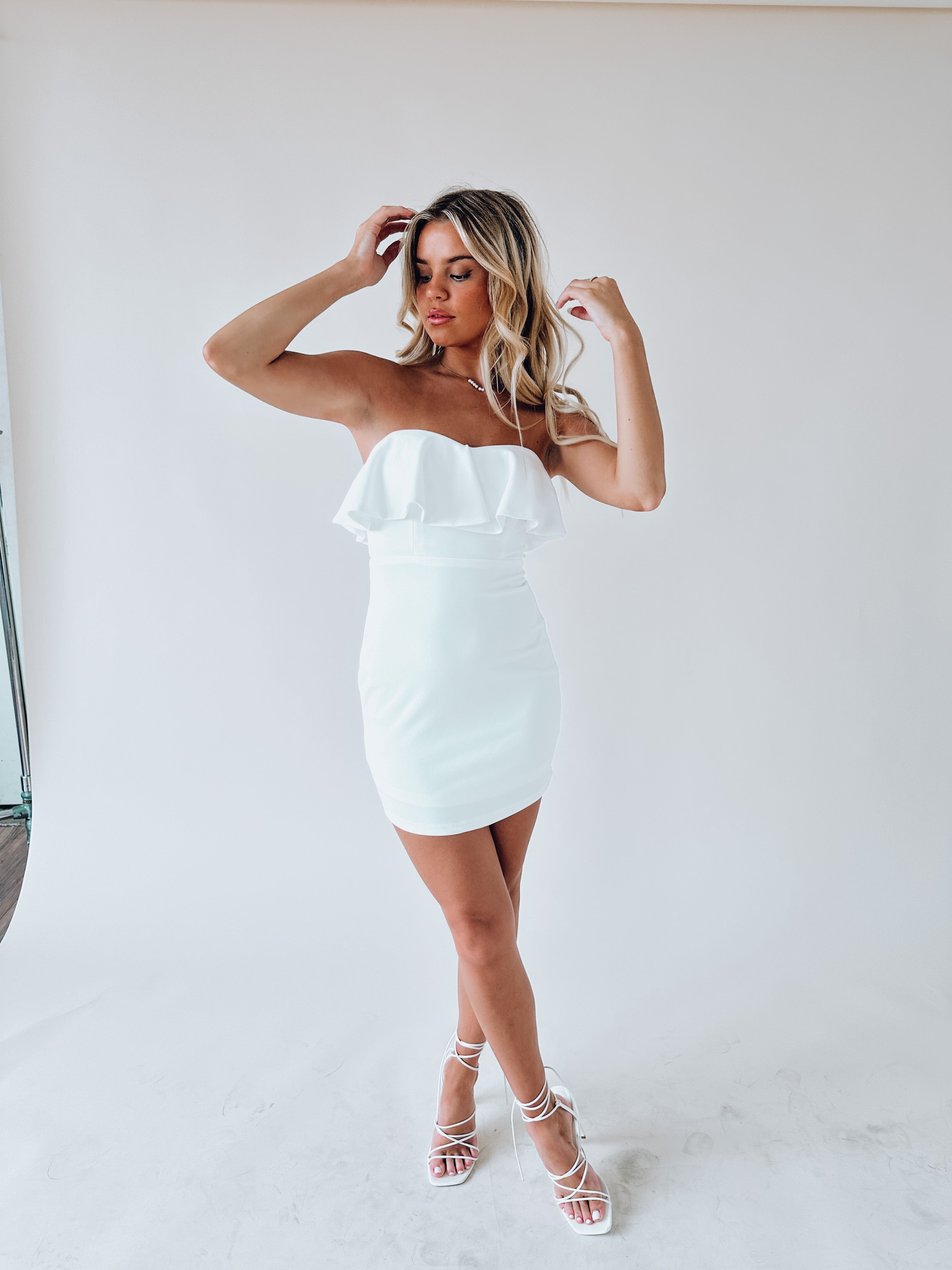 Charlotte Ruffle Strapless Dress