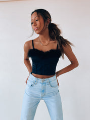 Alanna Feather Detail Bustier Top