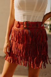 Everly Sparkle Skirt In Red