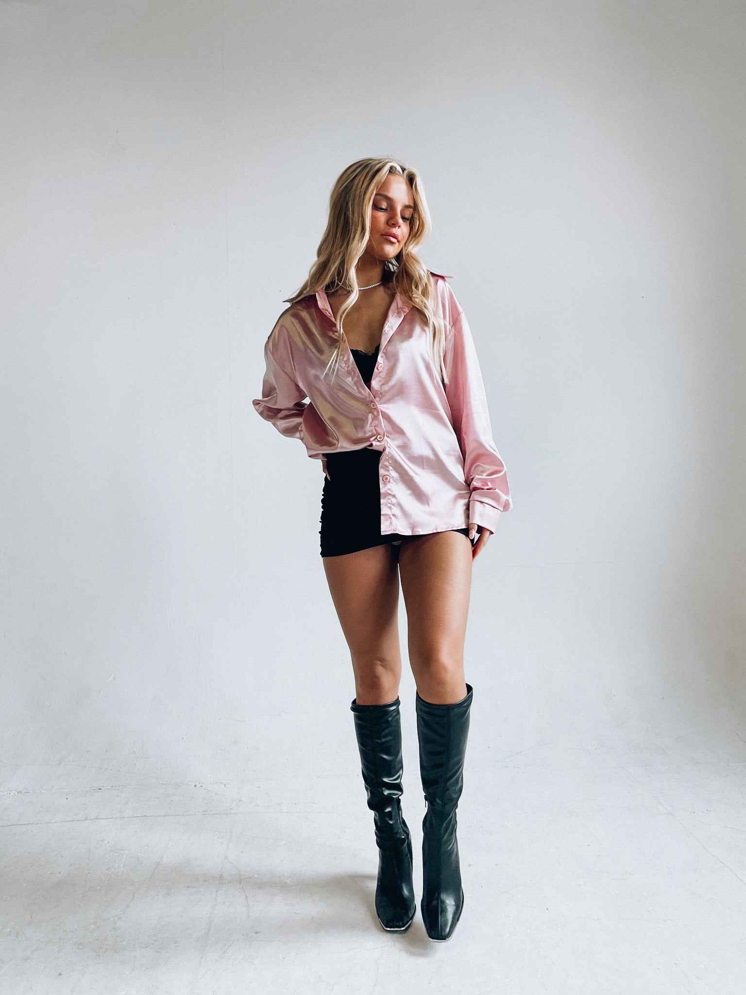 Dusty Pink Silk Button Up