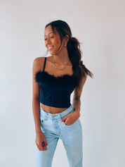 Alanna Feather Detail Bustier Top