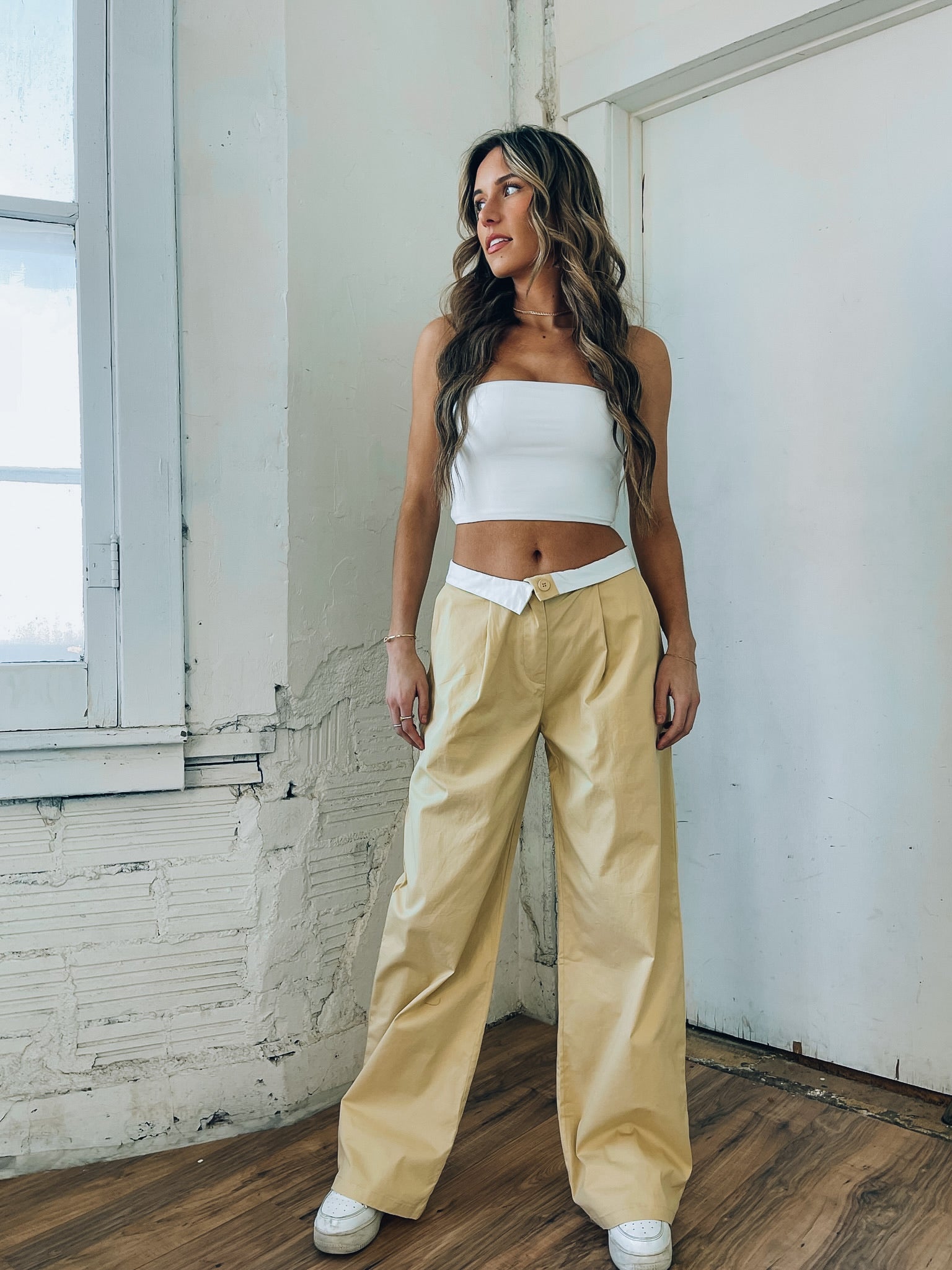 Fold Over Straight Leg Pants