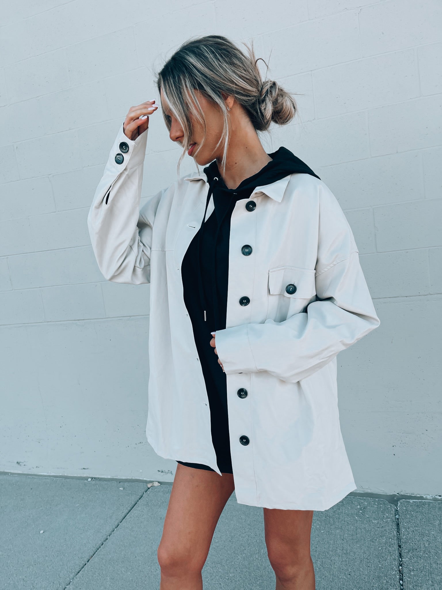 SALE :Emma Beige Pleather Jacket