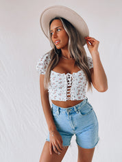 Joey Floral Lace Up Top