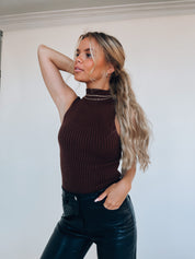 Kylie Mock Neck Sleeveless Top