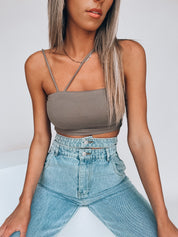 SALE :Elle Asymmetric Crop Top