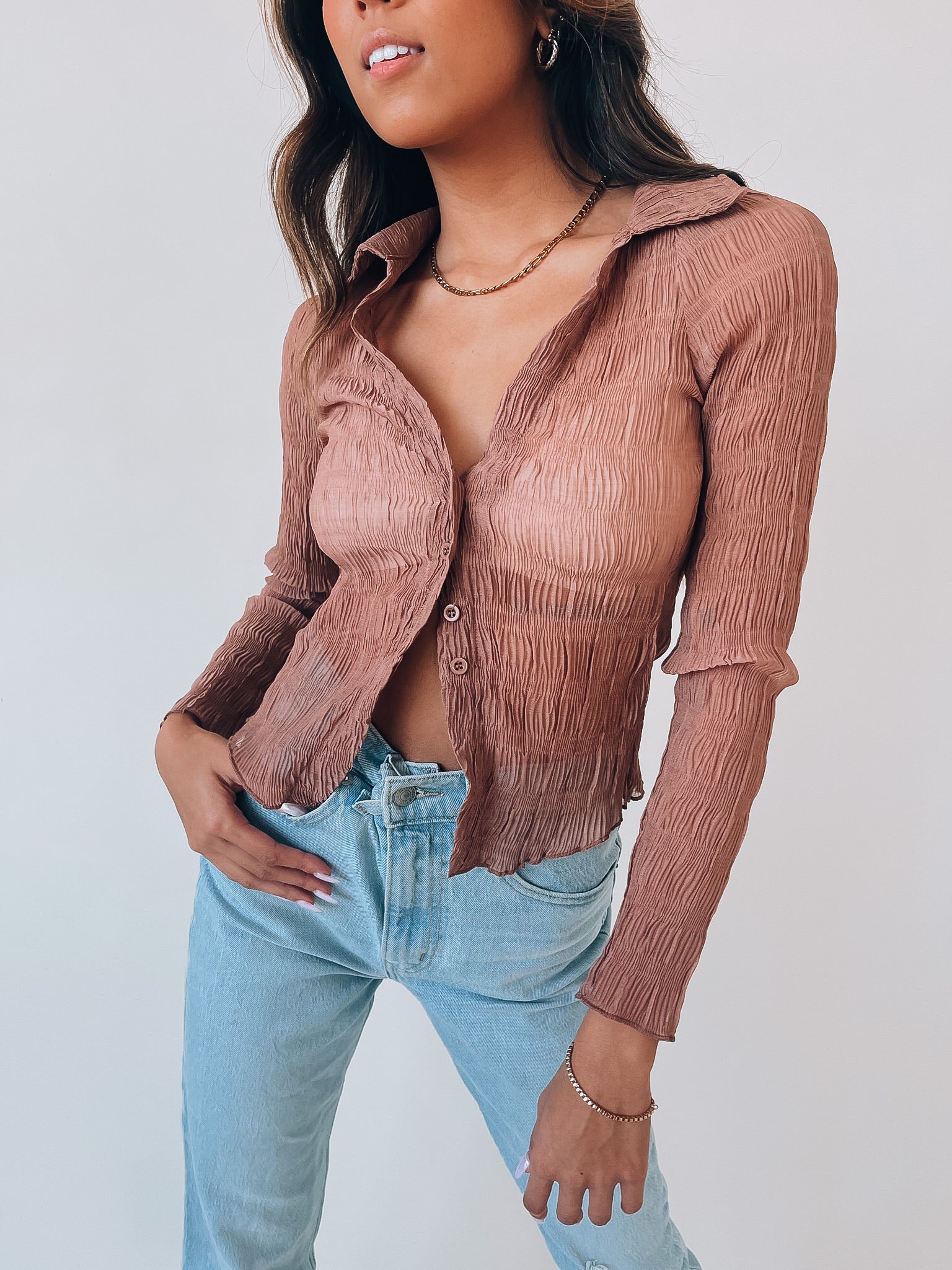 Miranda Textured Mesh Long Sleeve