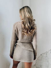 Knitted Distressed Button Down Set