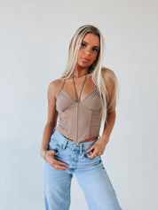 Taryn Corset Top In Taupe