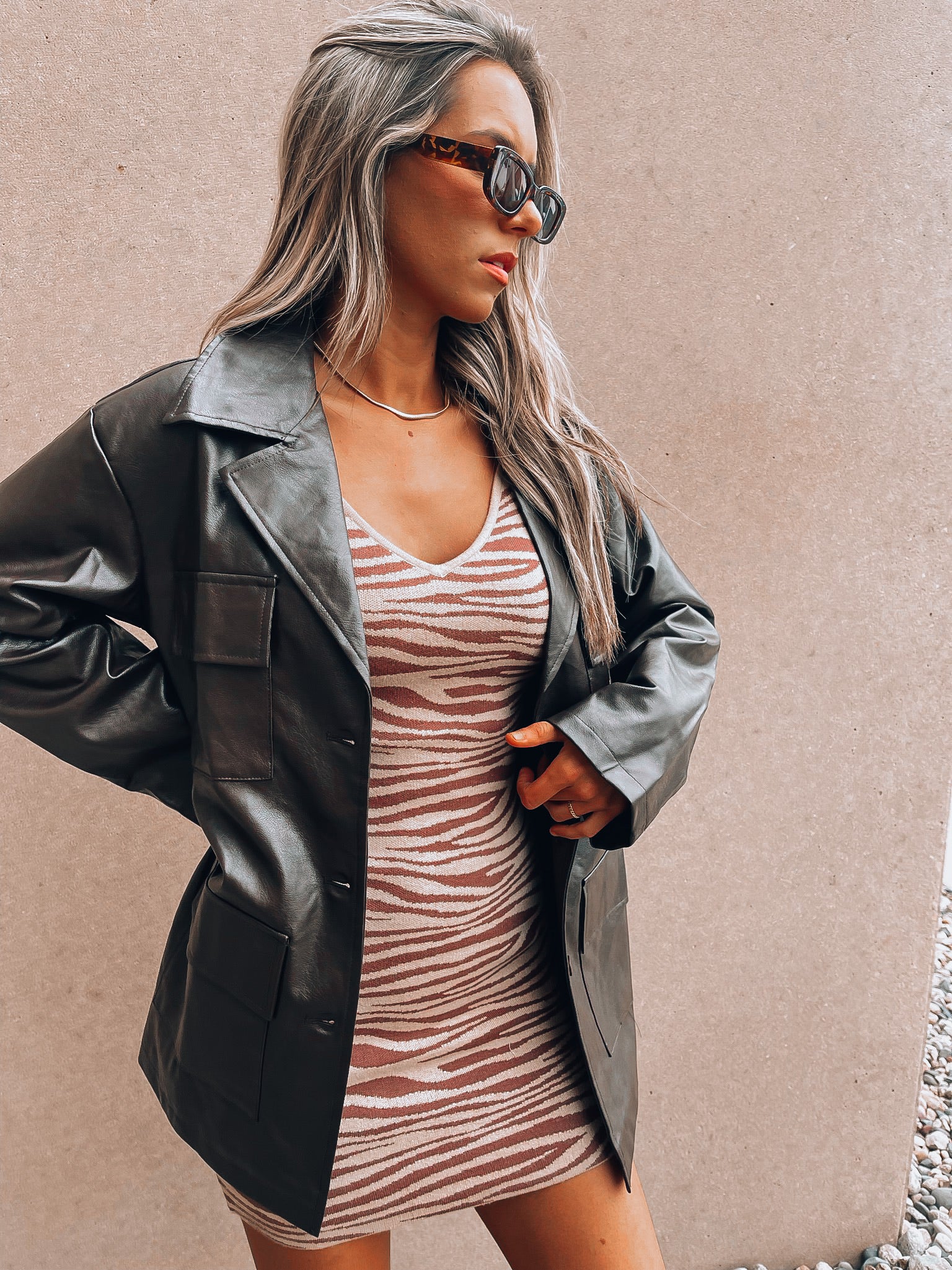 RESTOCKED: Mocha Pleather Belted Shacket
