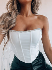 Hallie Rhinestone Strapless Top