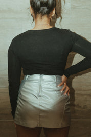 Metallic High Waisted Mini Skirt