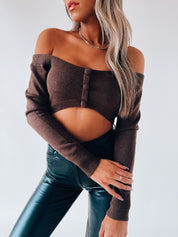 SALE :Mocha Jacie OTS Cropped Sweater