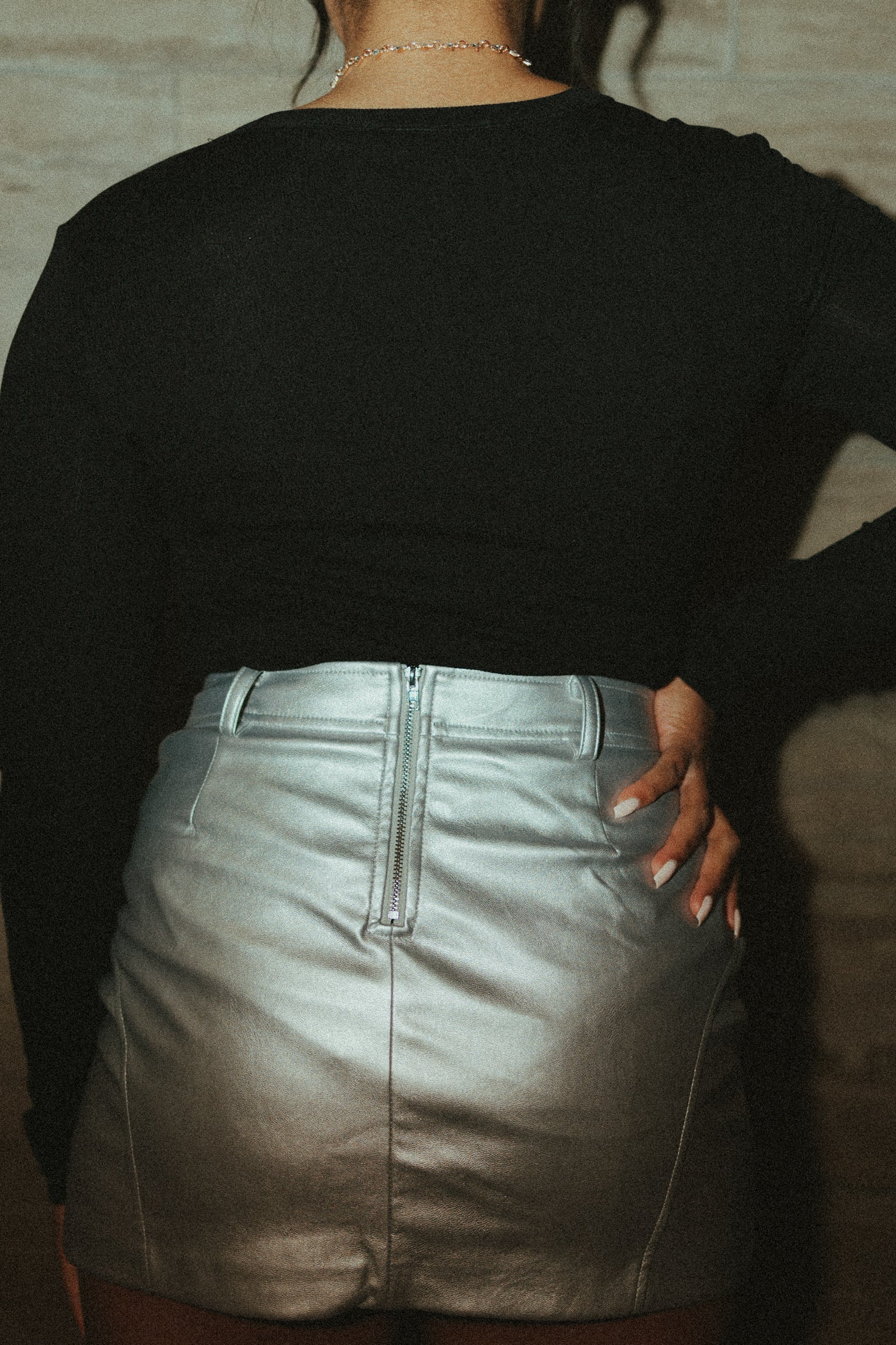 Metallic High Waisted Mini Skirt