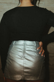 Metallic High Waisted Mini Skirt