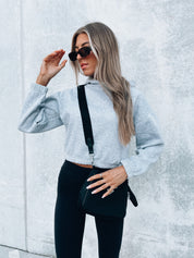 Lounge Around Cropped Grey Hoodie