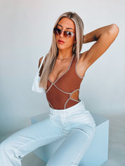 RESTOCKED: Mocha Rory Cut Out Bodysuit