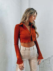 Corey Ribbed Long Sleeve in Congac