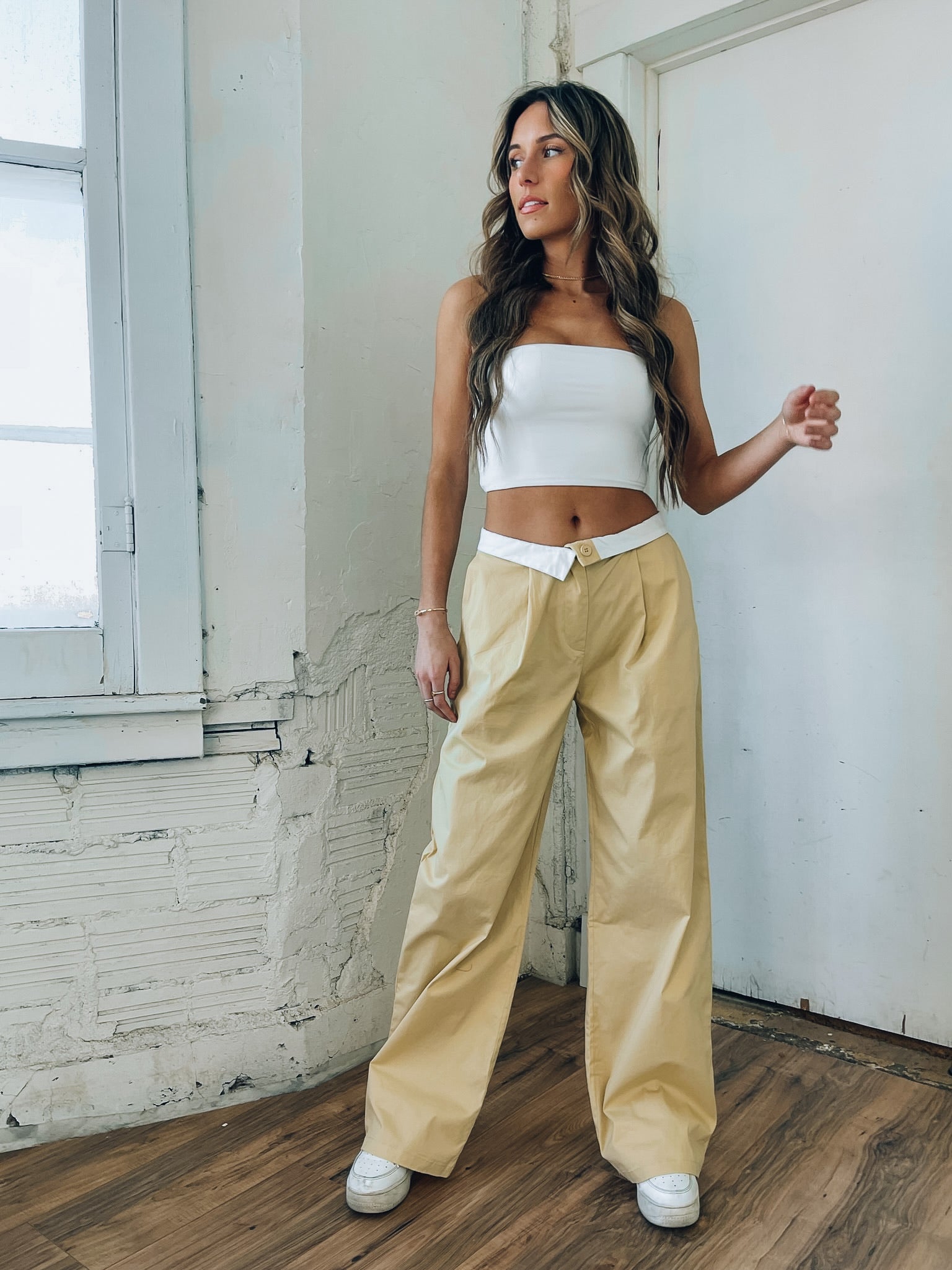 Fold Over Straight Leg Pants