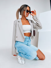 Stone Grey Devon Cropped Blazer