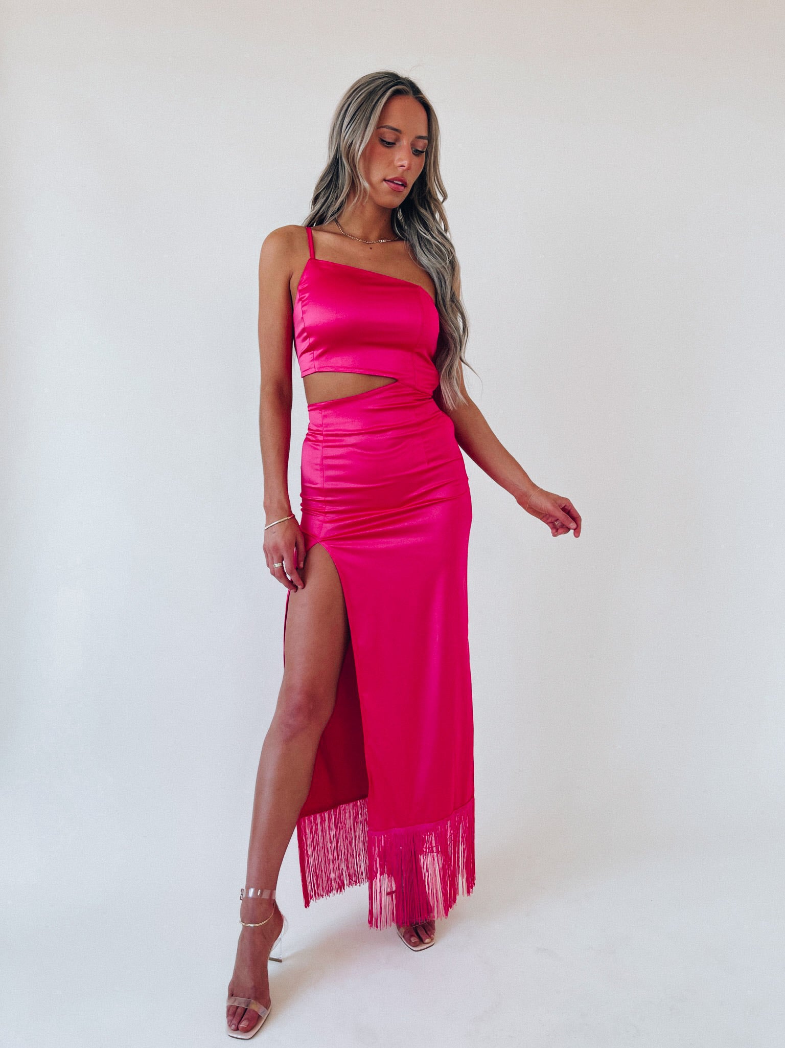 SALE :Inessa Silk Fringe Maxi Dress