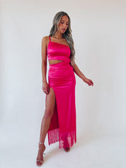 SALE :Inessa Silk Fringe Maxi Dress