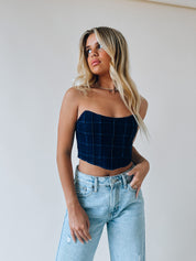 Carrie Denim Bustier Top