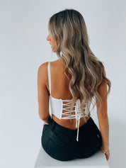 RESTOCKED: Baylor Bustier Top in White