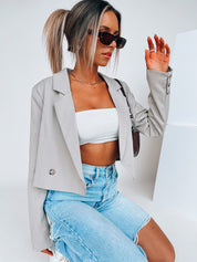 Stone Grey Devon Cropped Blazer