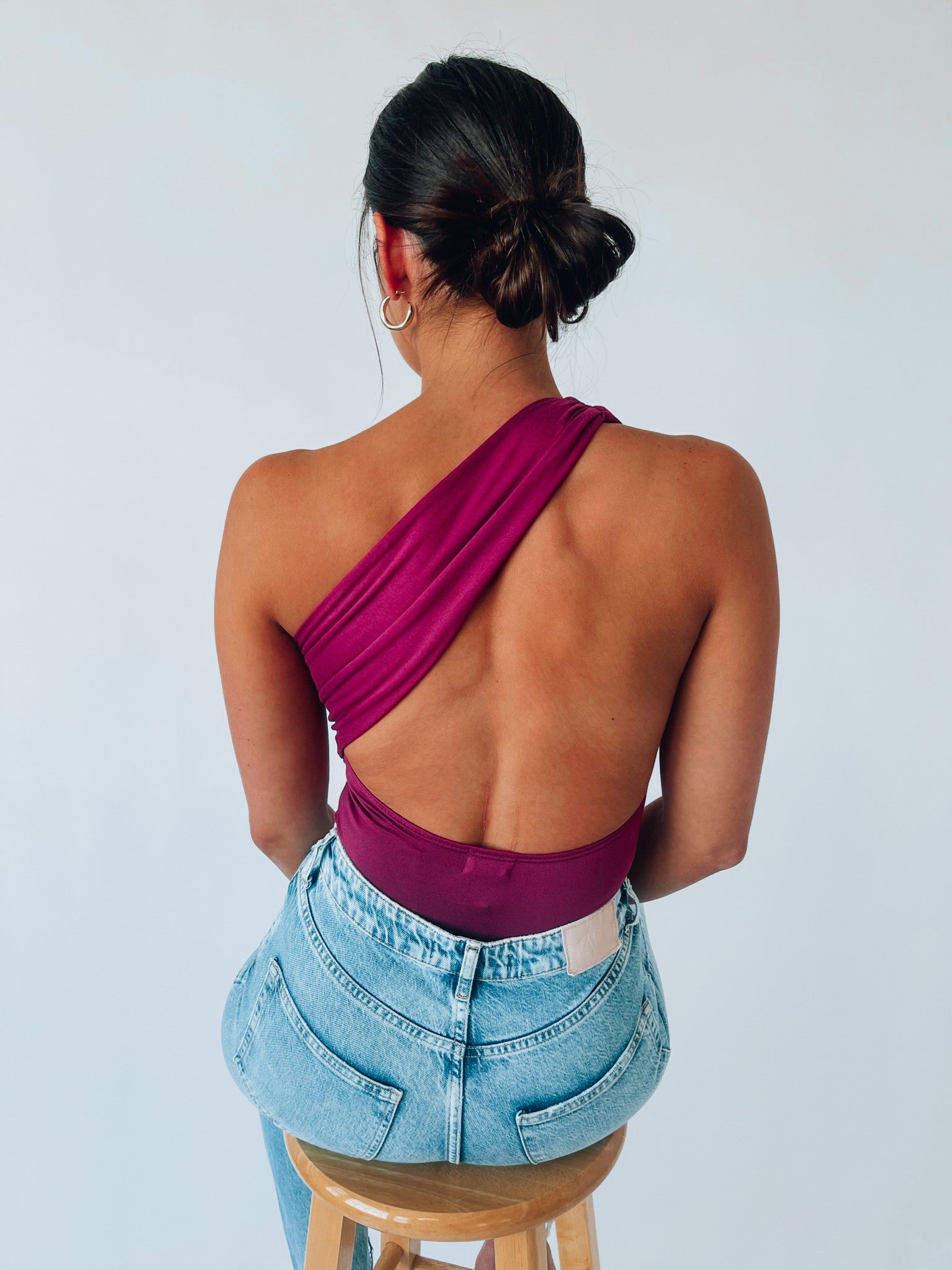 Kiena One Shoulder Bodysuit In Magenta