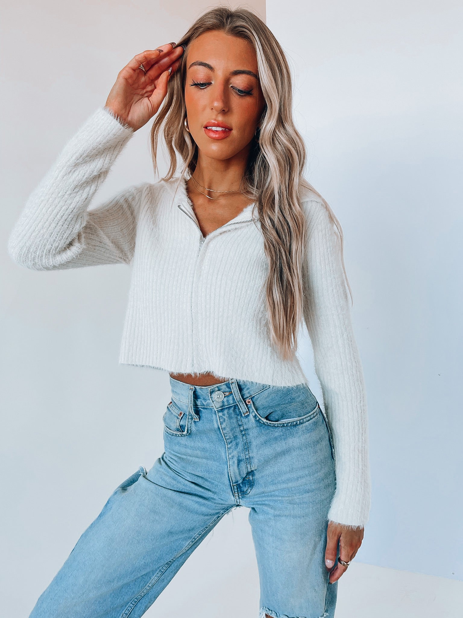 Carley Textured Zip-Up Hoodie