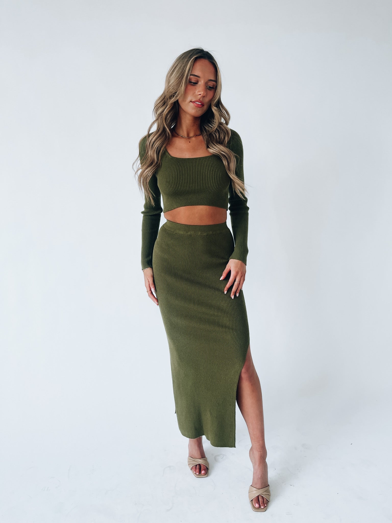 Nora Olive Midi Set