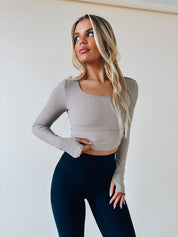 Cropped Long Sleeved Athletic Top