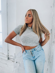 Payton Knit Short Sleeve In Grey