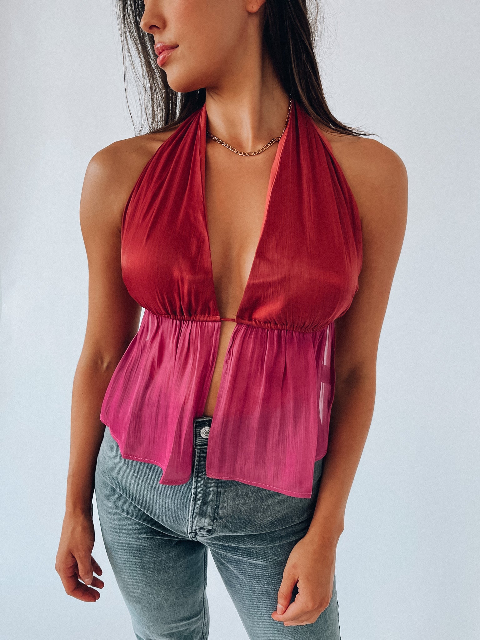 Leyla Color Block Halter Top