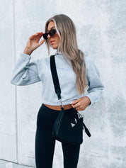 Lounge Around Cropped Grey Hoodie