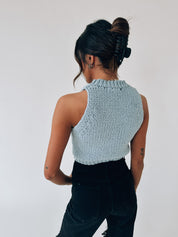 Kaelie Sleeveless Knit Top In Blue