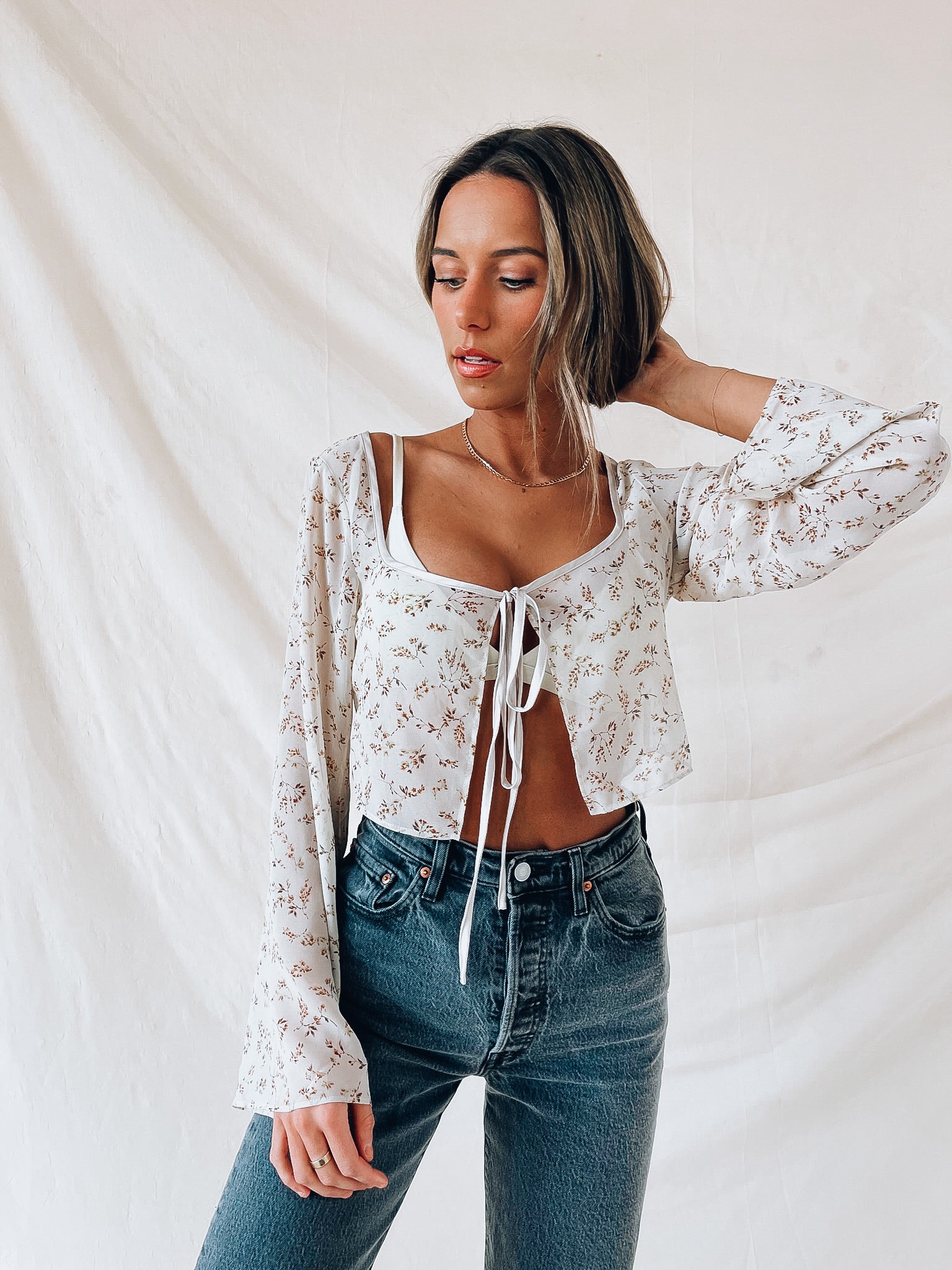 SALE :Charlie Front Tie Long Sleeve